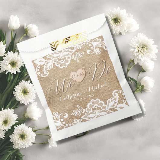 Rustikale Hochzeit in Burlap und Lace Geschenktütchen