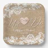 Rustikale Hochzeit in Burlap und Lace Pappteller (Vorderseite)