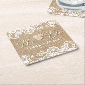 Rustikale Hochzeit in Burlap und Lace Rechteckiger Pappuntersetzer (angewinkelt)