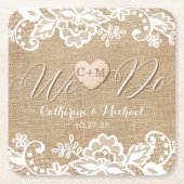 Rustikale Hochzeit in Burlap und Lace Rechteckiger Pappuntersetzer (Vorderseite)