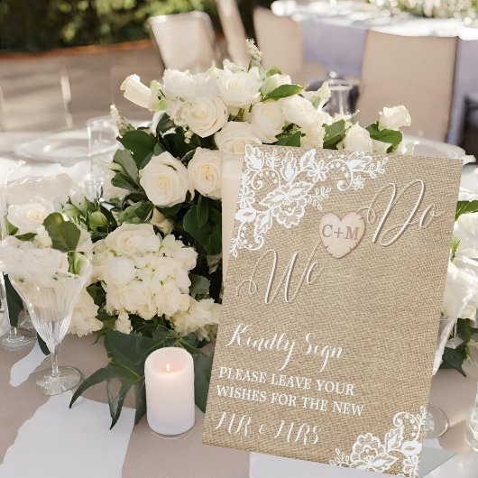 Rustikale Hochzeit in Burlap und Lace Sockelschild