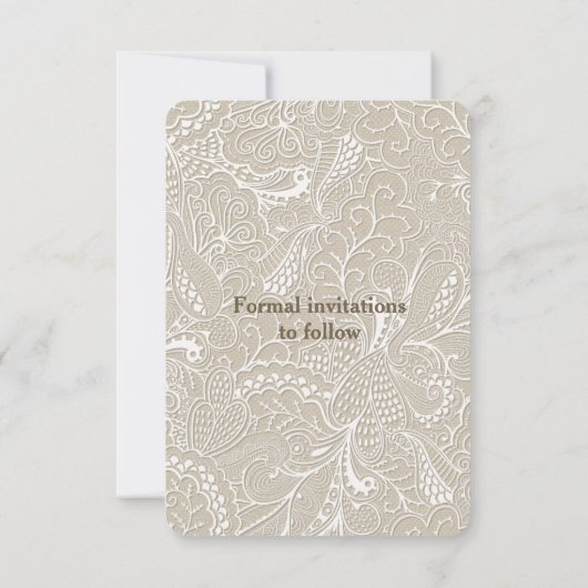 Rustikale Hochzeit in Burlap und Spitzen retten da Einladung (Rückseite)