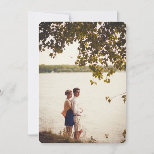 Rustikale Hochzeit in den Bergen rettet das Datum Save The Date (Rückseite)