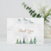 Rustikale Hochzeit in den Bergen und im Wald Dankeskarte (Stehend Vorderseite)