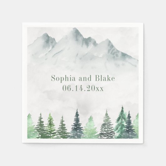 Rustikale Hochzeit in den Bergen und im Wald Serviette (Vorderseite)