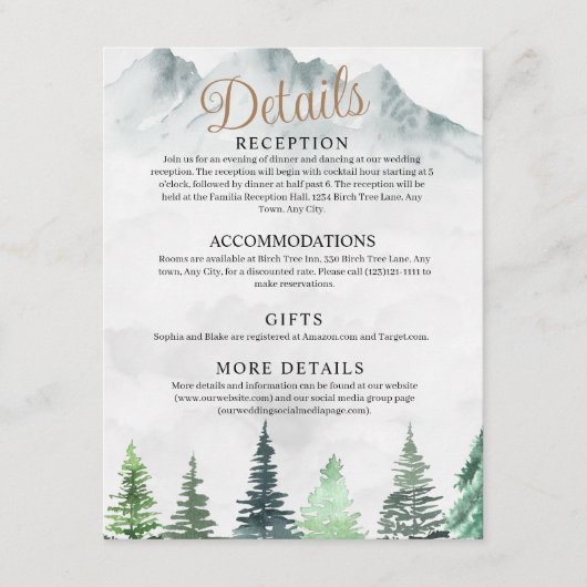 Rustikale Hochzeit in den Bergen und Wäldern Begleitkarte (Vorderseite)