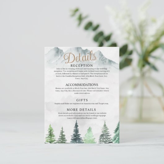 Rustikale Hochzeit in den Bergen und Wäldern Begleitkarte (Stehend Vorderseite)