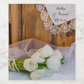 Rustikale Hochzeit in der Weißen Tulpen Weinetikett (Einzelnes Label)