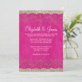 Rustikale Hochzeit in Fuchsia Einladung (Stehend Vorderseite)