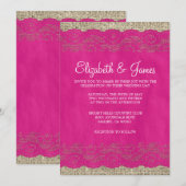Rustikale Hochzeit in Fuchsia Einladung (Vorne/Hinten)