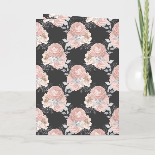 Rustikale Hochzeit in Grau und Rosa Rosen Einladung (Rückseite)