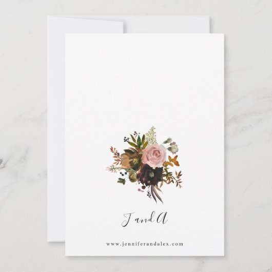 Rustikale Hochzeit in Rosa, Lila und Gold Einladung (Rückseite)