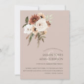 Rustikale Hochzeit in rosa und grüner Blüte Einladung (Vorderseite)