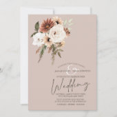 Rustikale Hochzeit in rosa und grüner Blüte Einladung (Vorderseite)