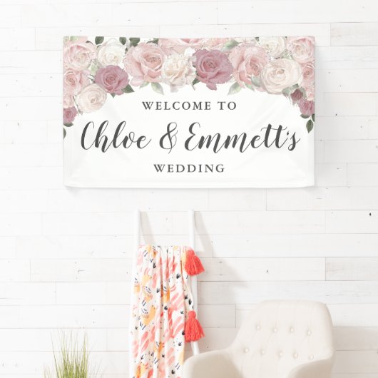 Rustikale Hochzeit in Rosa und Weiß Banner (Insitu)