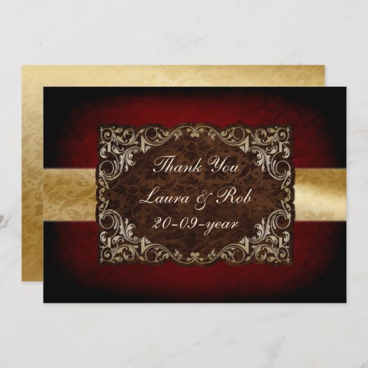 rustikale Hochzeit in Rot Danke Einladung (Vorne/Hinten)