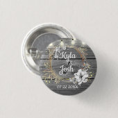 Rustikale Hochzeit in Stringbeleuchtung Button (Vorne & Hinten)