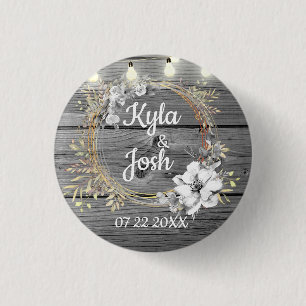 Rustikale Hochzeit in Stringbeleuchtung Button
