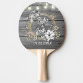 Rustikale Hochzeit in Stringbeleuchtung Tischtennis Schläger (Vorderseite)