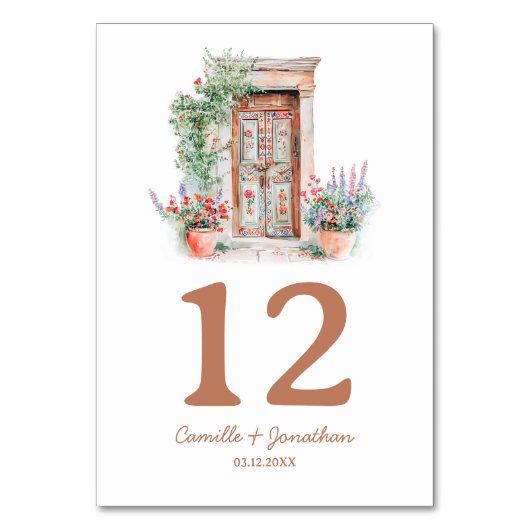 Rustikale Hochzeit in Urlaubsort Tischnummer (Rückseite)
