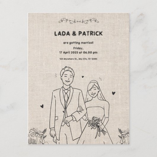 Rustikale Hochzeit Invi Begleitkarte (Vorderseite)