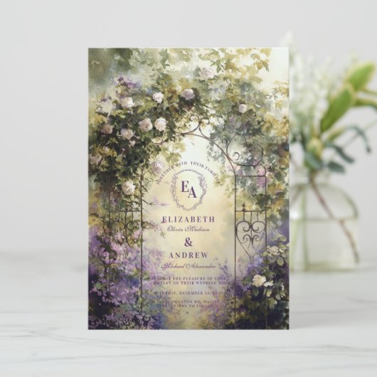 Rustikale Hochzeit Ivy Arch Outdoor Garden Einladung (Stehend Vorderseite)