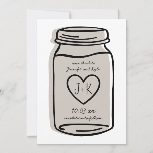 Rustikale Hochzeit | Jar Save the Date Karte - neu (Vorderseite)
