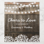 Rustikale Hochzeit jubelt der Liebe Weinetikett (Einzelnes Label)