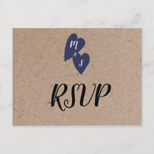 Rustikale Hochzeit Kraft Style Monogramm Herz RS Postkarte