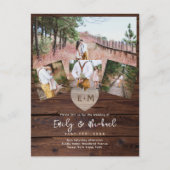 Rustikale Hochzeit lädt Foto Collage Moderne Postkarte (Vorderseite)