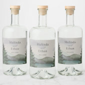 Rustikale Hochzeit & Lake Evergreen Alkoholflaschenetikett (Flaschen)