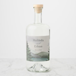 Rustikale Hochzeit & Lake Evergreen Alkoholflaschenetikett