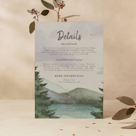 Rustikale Hochzeit & Lake Evergreen Begleitkarte