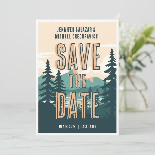 Rustikale Hochzeit Lässig Save the Date Einladung (Stehend Vorderseite)