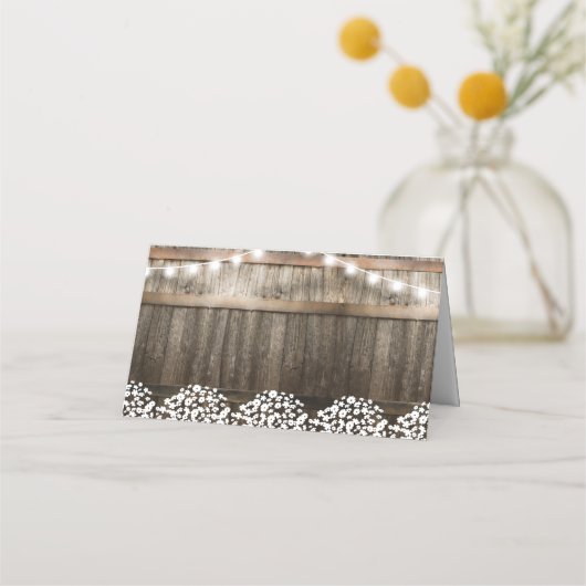 Rustikale Hochzeit | Lichtereihe Platzkarte (Rückseite)