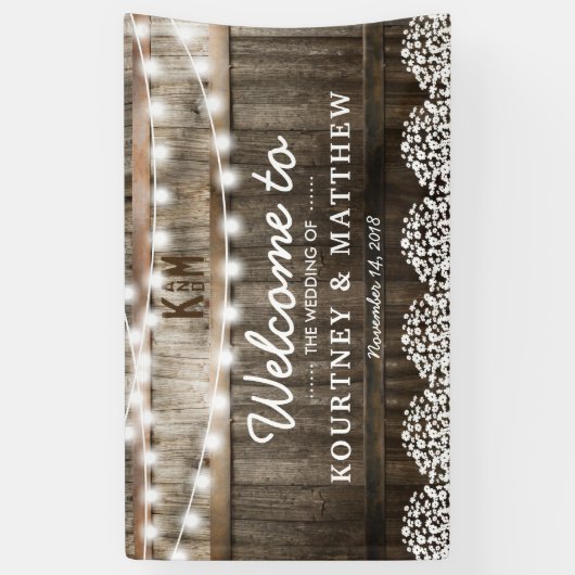 Rustikale Hochzeit | Lichtzeichenfolge Banner (Vertikal)