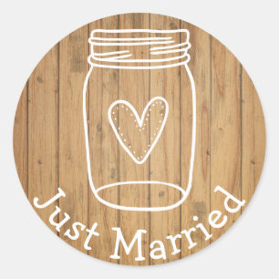 Rustikale Hochzeit Mason Jar Holz Landhochzeit Runder Aufkleber