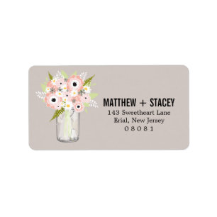 Rustikale Hochzeit Mason Jar und Floral Adressaufkleber