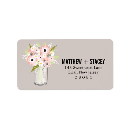 Rustikale Hochzeit Mason Jar und Floral Adressaufkleber (Vorne)