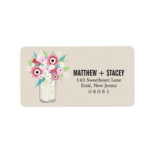 Rustikale Hochzeit Mason Jar und Floral Adressaufkleber (Vorne)