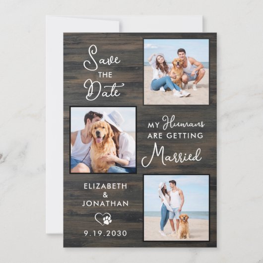 Rustikale Hochzeit Maßgeschneidertes 3-Begleiter-F Save The Date (Vorderseite)