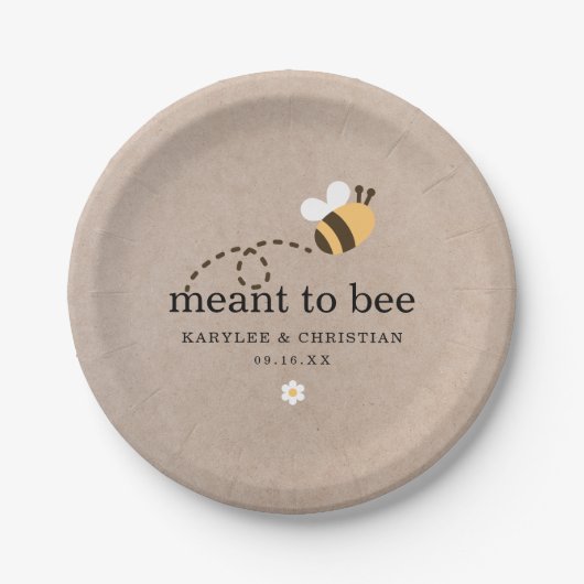 Rustikale Hochzeit "Meant To Bee" Pappteller (Vorderseite)