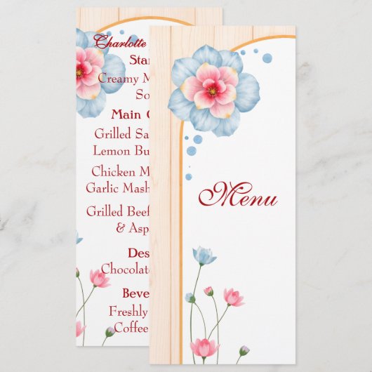 Rustikale Hochzeit Menükarte (Vorne/Hinten)