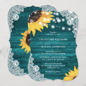 Rustikale Hochzeit mit Aquamarinem Holz Einladung (Vorne/Hinten)