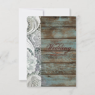 rustikale Hochzeit mit aquamarinem Stallholz Einladung