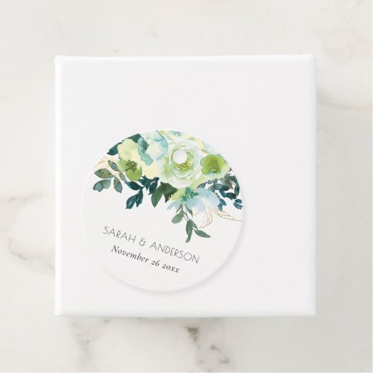 Rustikale Hochzeit mit blauem grünem Blumengestein Geschenkanhänger (Beispiel)