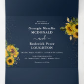 Rustikale Hochzeit mit blauen Sonnenblumen Dreifach Gefaltete Einladung (Innenseite Mitte)