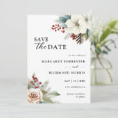 Rustikale Hochzeit mit blauer Blüte Einladung (Stehend Vorderseite)