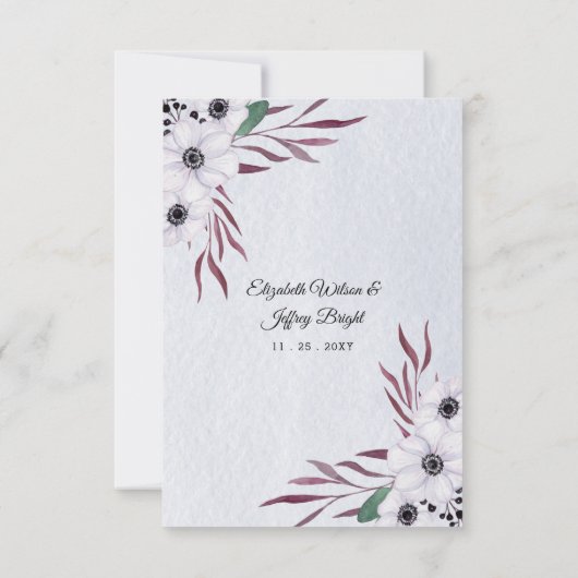 Rustikale Hochzeit mit blauer Blüte RSVP Karte (Rückseite)