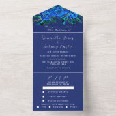 Rustikale Hochzeit mit blauer Flora All In One Einladung (Innen Boden)